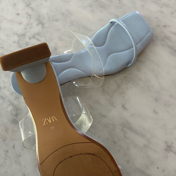 Zara SANDALS Size  38 (7.5) Pale Blue EUC - Picture 8 of 10